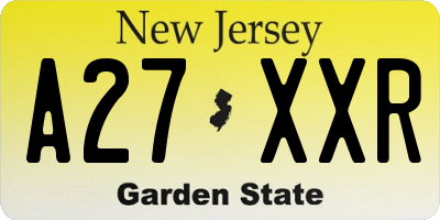NJ license plate A27XXR