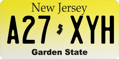 NJ license plate A27XYH
