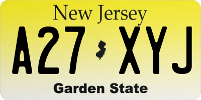 NJ license plate A27XYJ