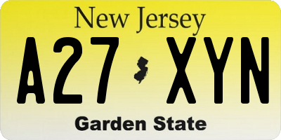 NJ license plate A27XYN