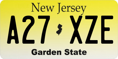 NJ license plate A27XZE