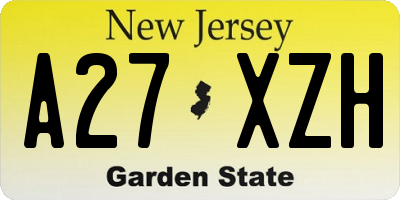 NJ license plate A27XZH
