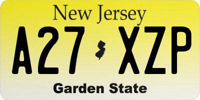 NJ license plate A27XZP