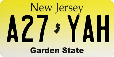NJ license plate A27YAH