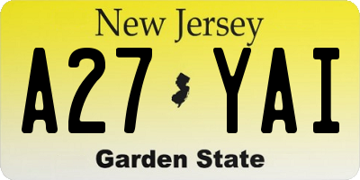 NJ license plate A27YAI