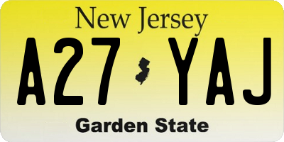 NJ license plate A27YAJ