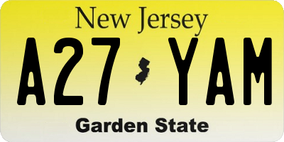 NJ license plate A27YAM