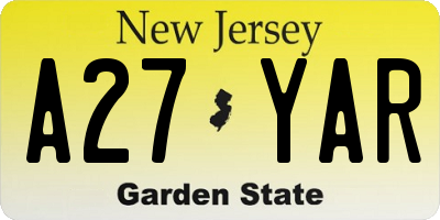 NJ license plate A27YAR