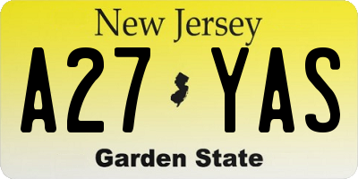 NJ license plate A27YAS