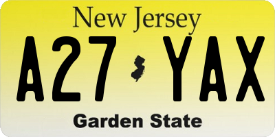NJ license plate A27YAX