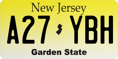 NJ license plate A27YBH