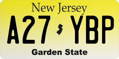 NJ license plate A27YBP