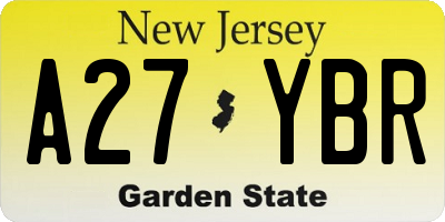 NJ license plate A27YBR