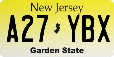 NJ license plate A27YBX