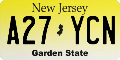 NJ license plate A27YCN