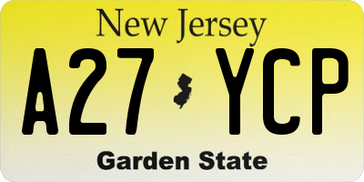 NJ license plate A27YCP