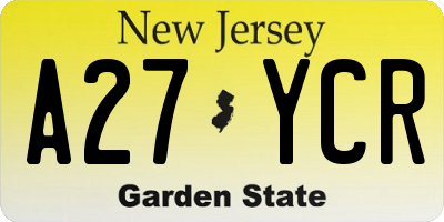 NJ license plate A27YCR
