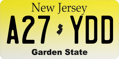 NJ license plate A27YDD