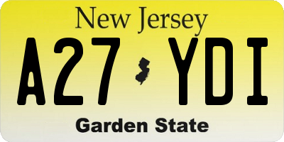 NJ license plate A27YDI