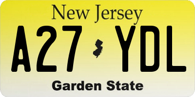 NJ license plate A27YDL