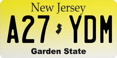 NJ license plate A27YDM