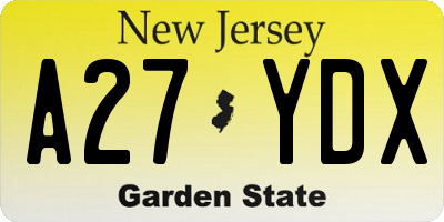NJ license plate A27YDX