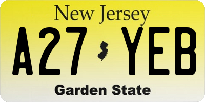 NJ license plate A27YEB