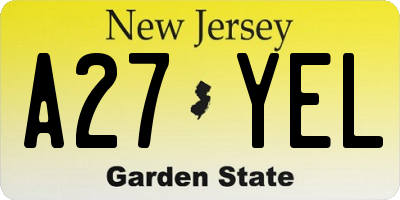 NJ license plate A27YEL