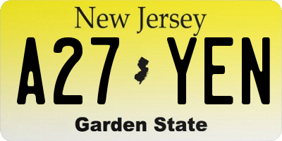 NJ license plate A27YEN