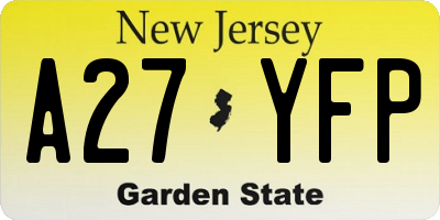 NJ license plate A27YFP
