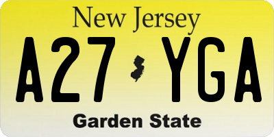 NJ license plate A27YGA