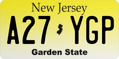 NJ license plate A27YGP