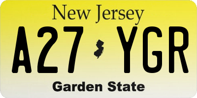 NJ license plate A27YGR