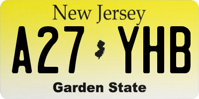 NJ license plate A27YHB