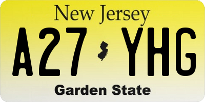 NJ license plate A27YHG