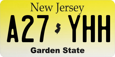 NJ license plate A27YHH