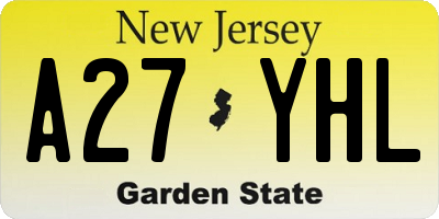 NJ license plate A27YHL