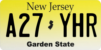 NJ license plate A27YHR