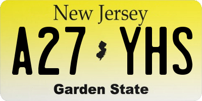 NJ license plate A27YHS
