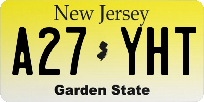NJ license plate A27YHT