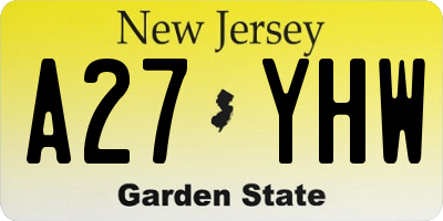 NJ license plate A27YHW