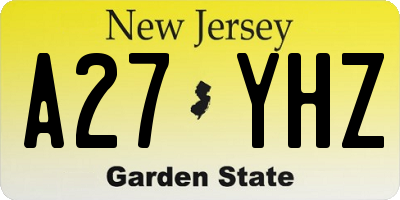 NJ license plate A27YHZ