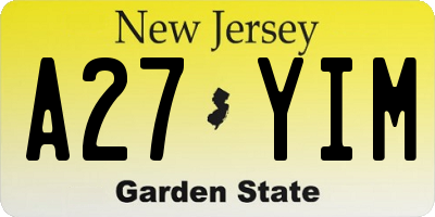 NJ license plate A27YIM