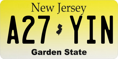 NJ license plate A27YIN