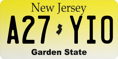 NJ license plate A27YIO