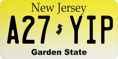 NJ license plate A27YIP
