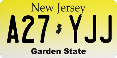 NJ license plate A27YJJ