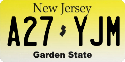 NJ license plate A27YJM
