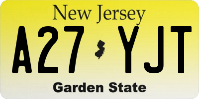 NJ license plate A27YJT