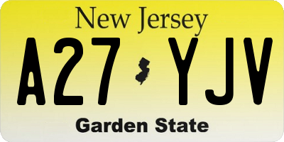 NJ license plate A27YJV